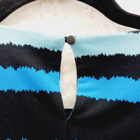 Blouse Size S Blue Yellow Lime Cruise Dopamine Stripe Minimalist Resort Resort - Picture 4 of 11